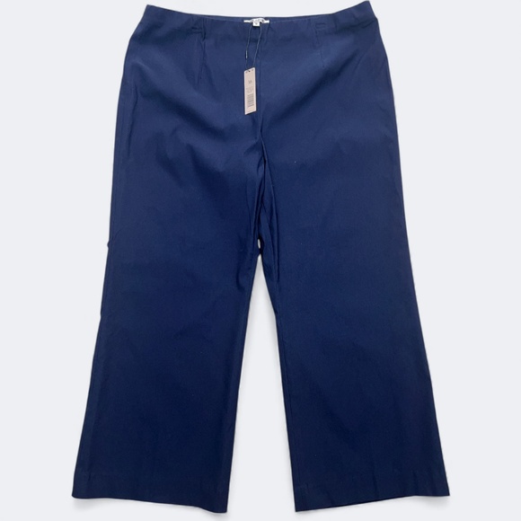 NIC+ZOE Pants Womens 16 Blue Navy Wide Leg Polished Wonder Stretch Crop Pull Ons - Picture 7 of 7